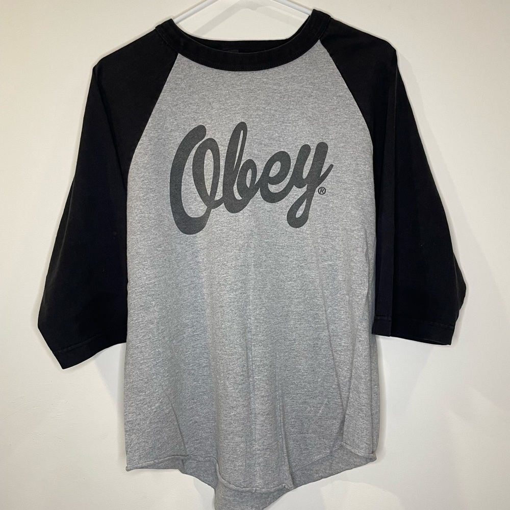 Mens Obey 3/4 sleeve shirt Medium
